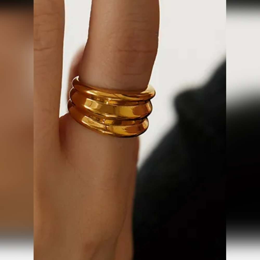 ((CLEARANCE))18k Gold plated Stainless steel PVD ring